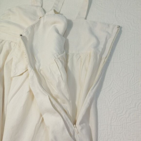 Who What Wear Midi Dress Womens White Linen Blend Ruched Back & Bow Detail Sz M - Picture 14 of 15